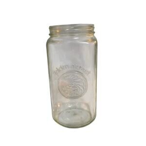 Vintage Kitchen GOLDEN HARVEST Canister Anchor Hocking Clear Glass 9" Square Jar